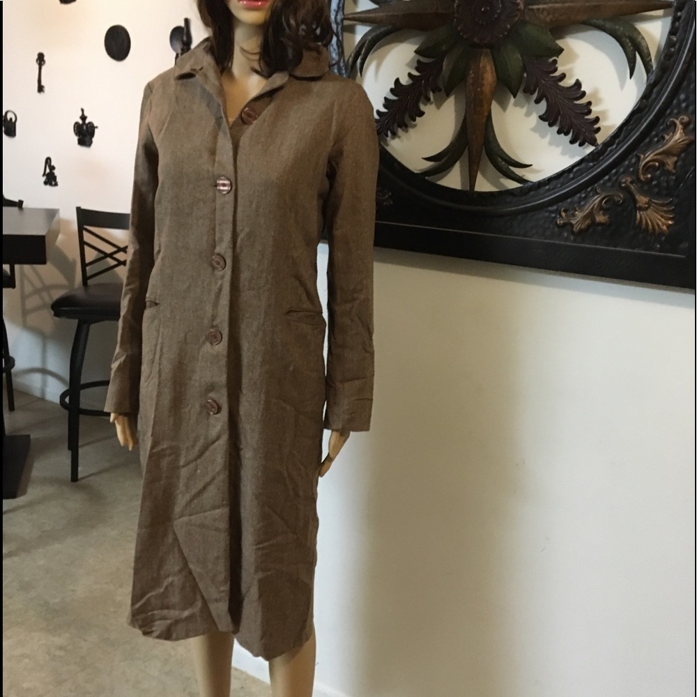 Wool Blend Tall Coat Dark Taupe Medium